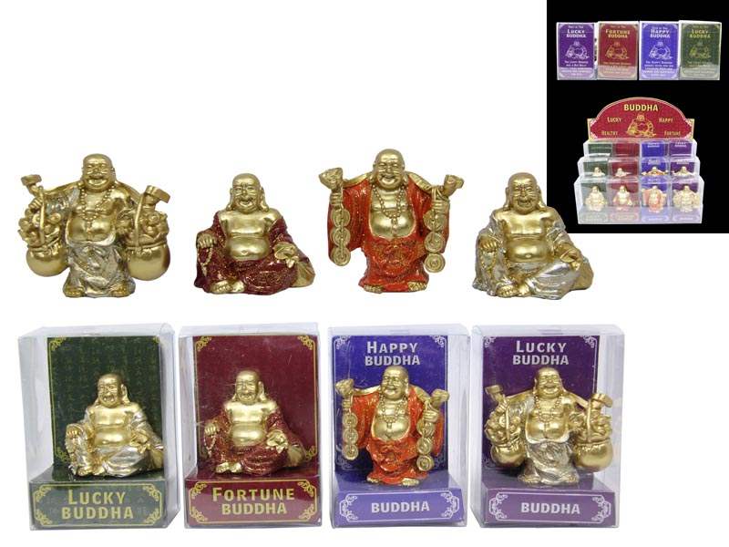 Lucky Buddha Figurine 4 Assorted – 9cm