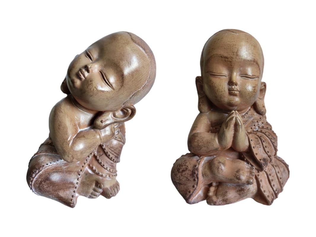 Sitting Buddha Monk Antique Finish – 17cm