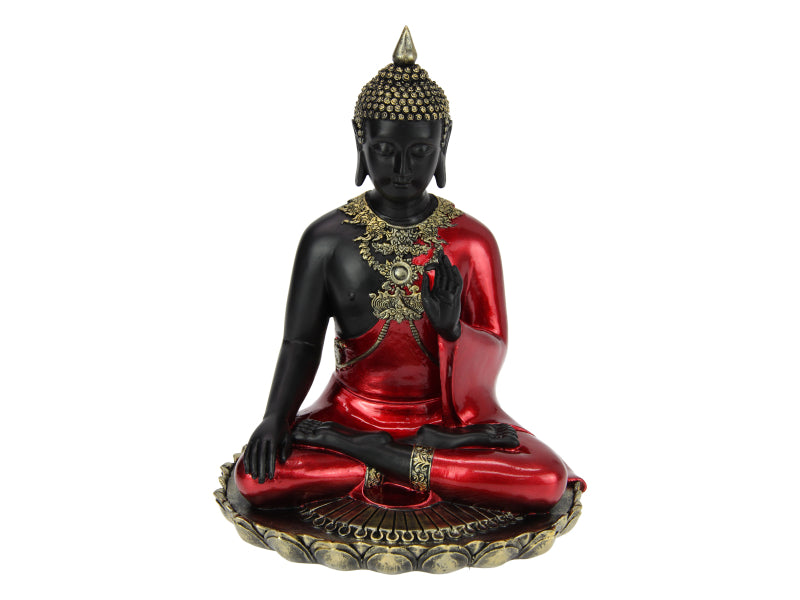Sitting Rulai Buddha Red Gloss Finish – 30cm