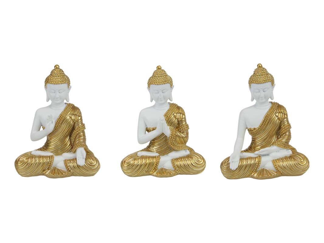 Sitting White&Gold Buddha – 12cm