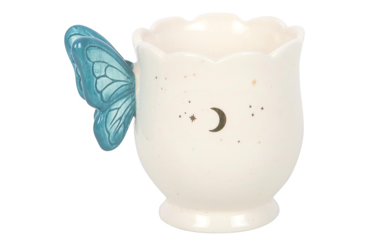 Butterfly Wing Ceramic Teacup with Gold