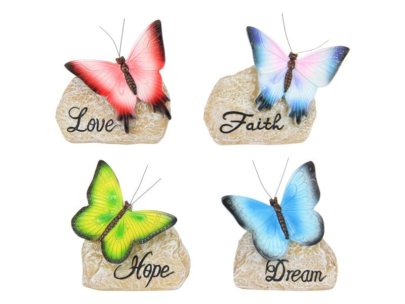 Butterfly on Inspirational Rock 4 Assorted – 10cm