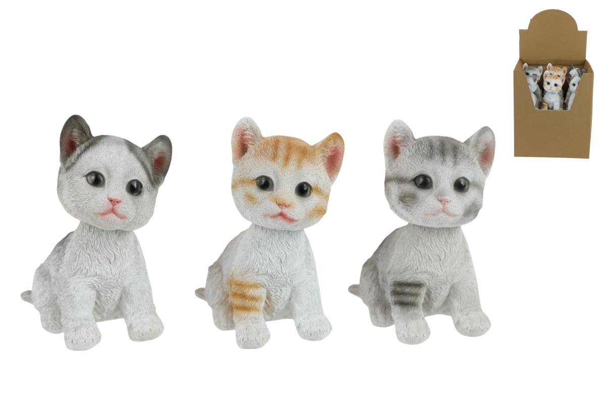 Bobble Head Cat on Grass Display – 13cm