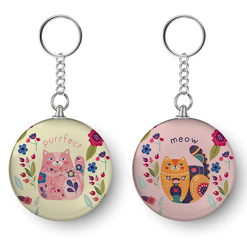 Glass Dome Cat Key Ring