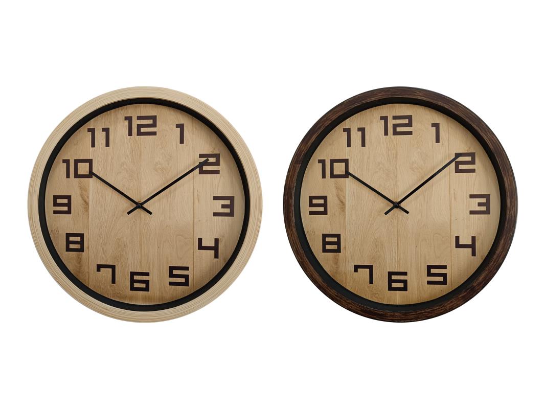 Timber Look Clock 2 ass – 40cm