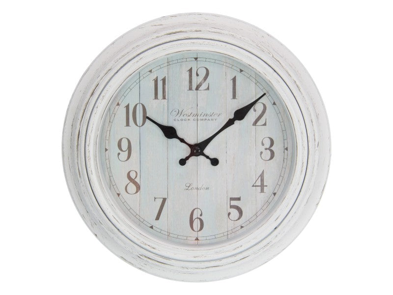 Small White-Washed Décor Clock – 23cm