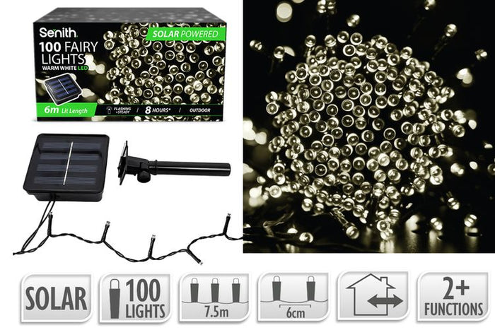 100LED Solar FairyLight 7.5m 2F W/White