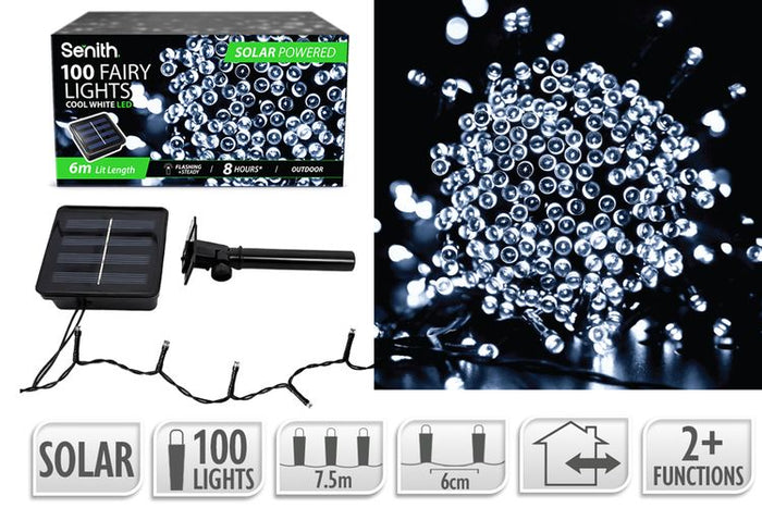100LED Solar FairyLight 7.5m 2F C/White