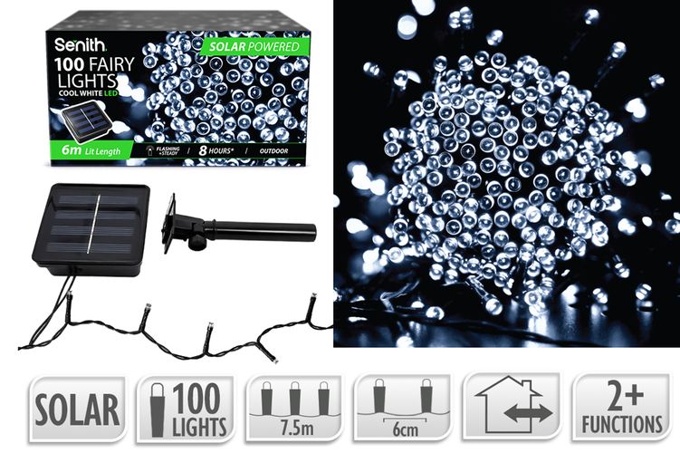 100LED Solar FairyLight 7.5m 2F C/White