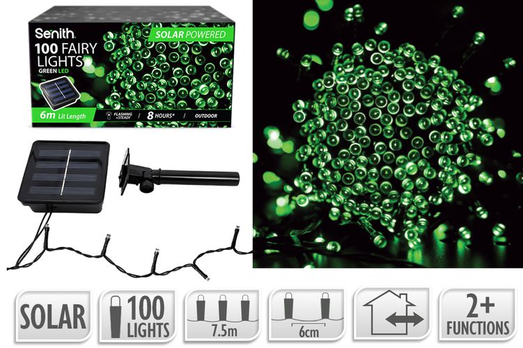 100LED Solar FairyLight 7.5m 2F Green