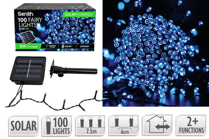 100LED Solar FairyLight 7.5m 2F Blue