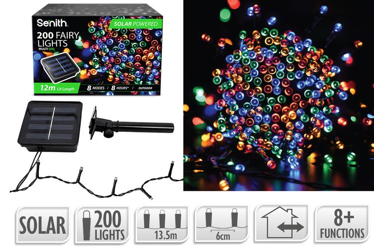 200LED Solar FairyLight 13.5m 8F Multi