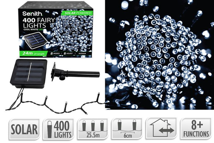 400LED Solar FairyLight 25.5m 8F C/White