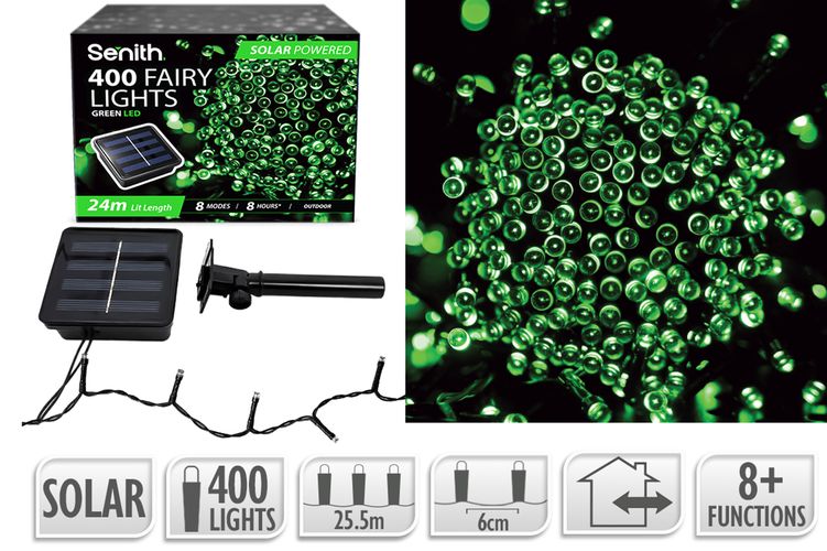 400LED Solar FairyLight 25.5m 8F Green