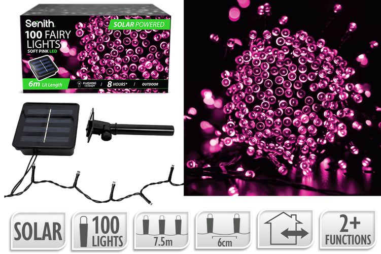 100LED Solar FairyLight 7.5m 2F SoftPink