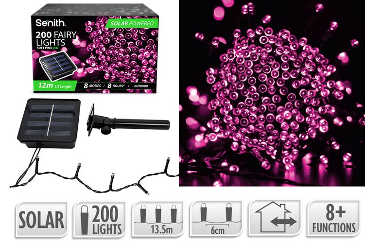 200LED Solar FairyLight 13.5m8F SoftPink