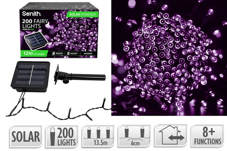 200LED Solar FairyLight 13.5m 8F Purple