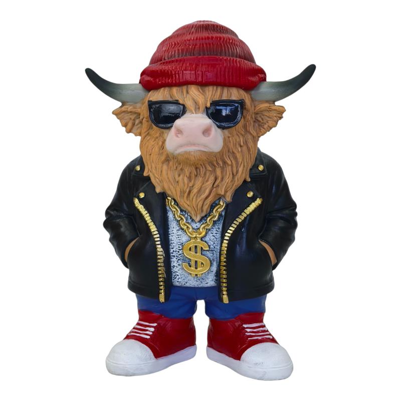 Highland Cow Ganster with Beanie – 28cm