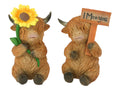 Highland Cow with Sunflowers & Sign – 12cm