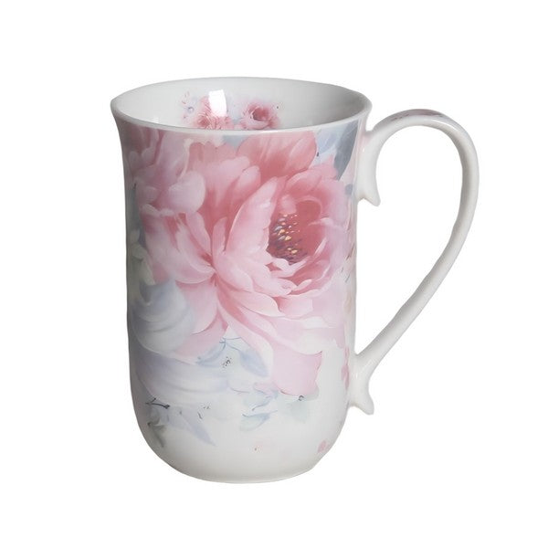 Peony floral design on a 405 mL mug, alternate view