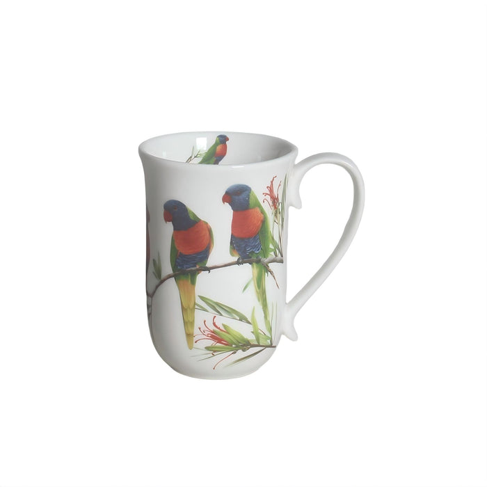 Rainbow lorikeet bird design on a 405 mL mug