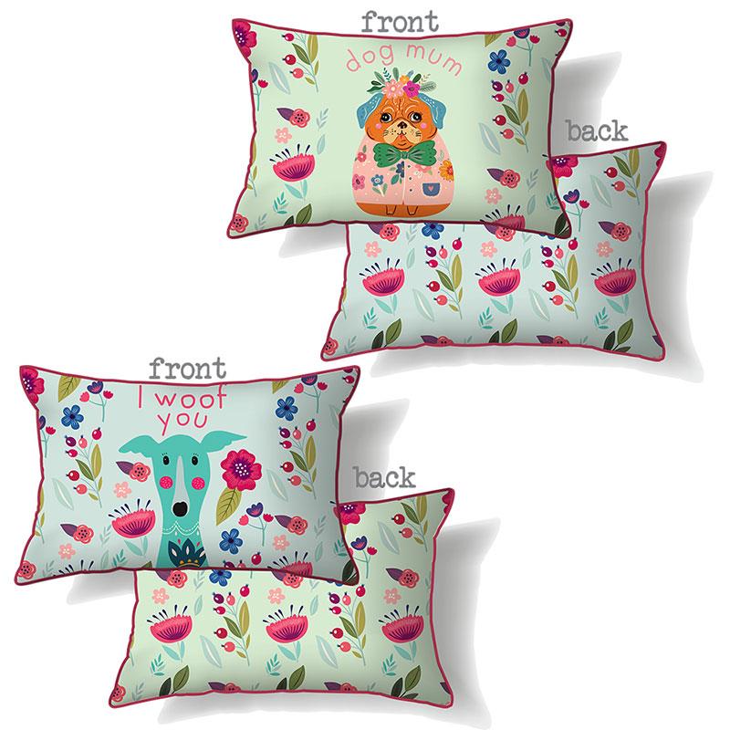 Dog with Boho & Words Cushion – 30 × 50cm