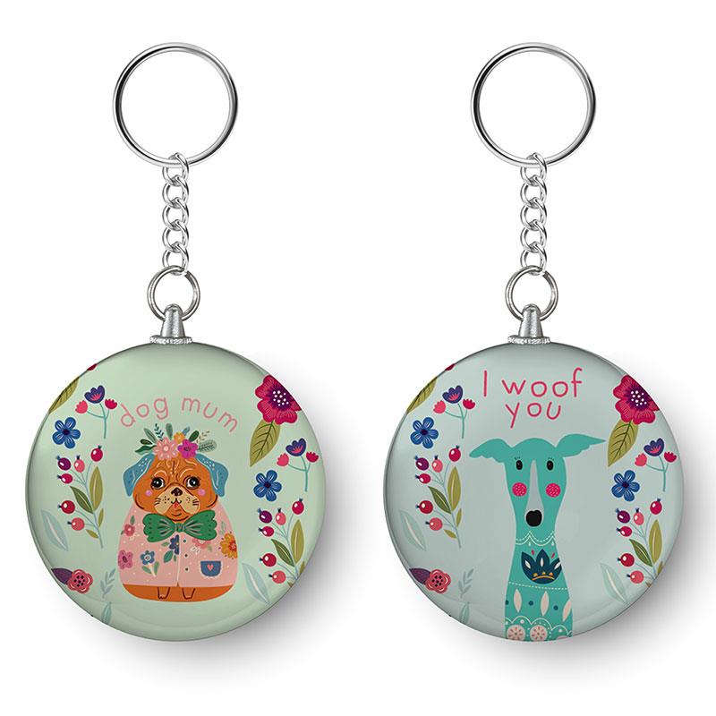Glass Dome Dog Keyring