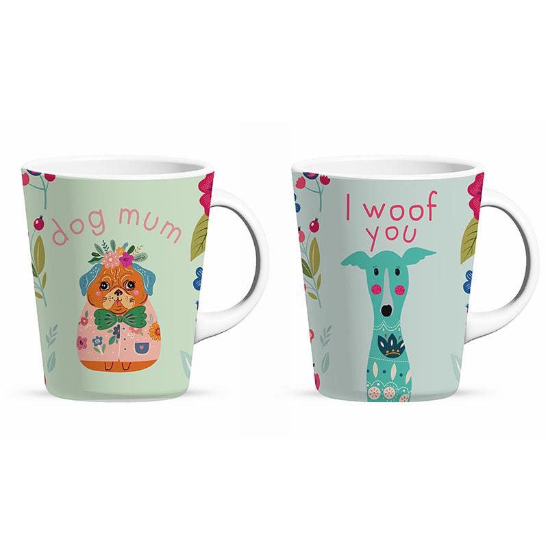 Latte Mug with Boho Dog Design