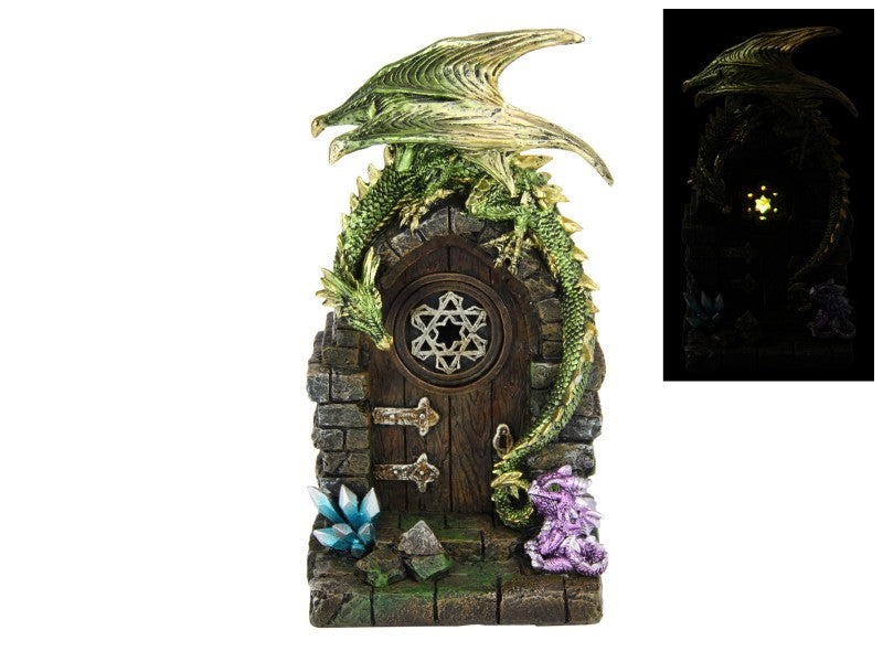Green Dragon with Baby on Mystic Realm Door – 25cm