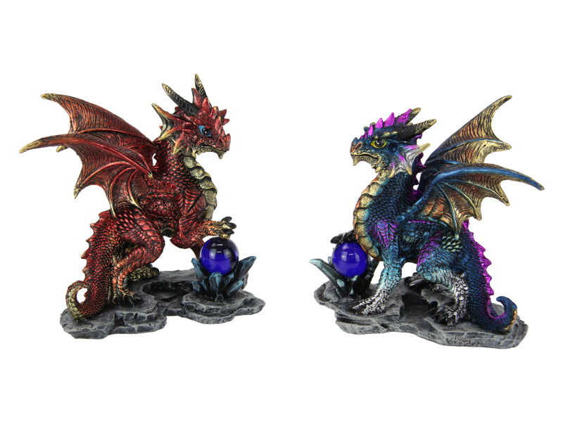 Dragon with Orb On Rock Platform – 15cm