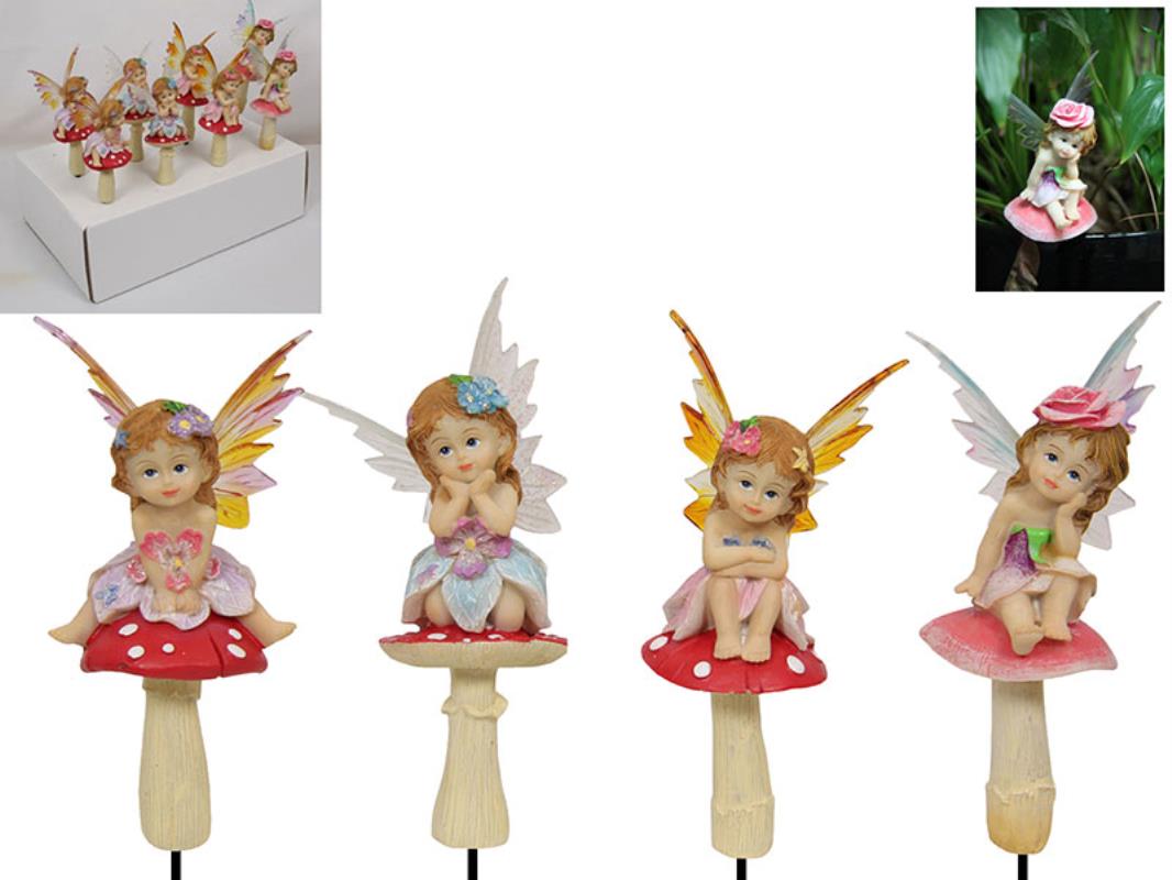 Fairy on Mushroom Garden Stake 4 Assorted – 23cm