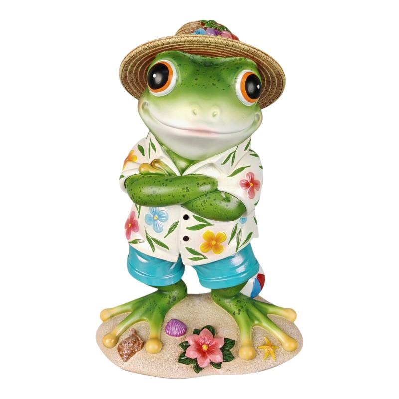 Standing Beach Frog with Hat Arms Cros – 31cm