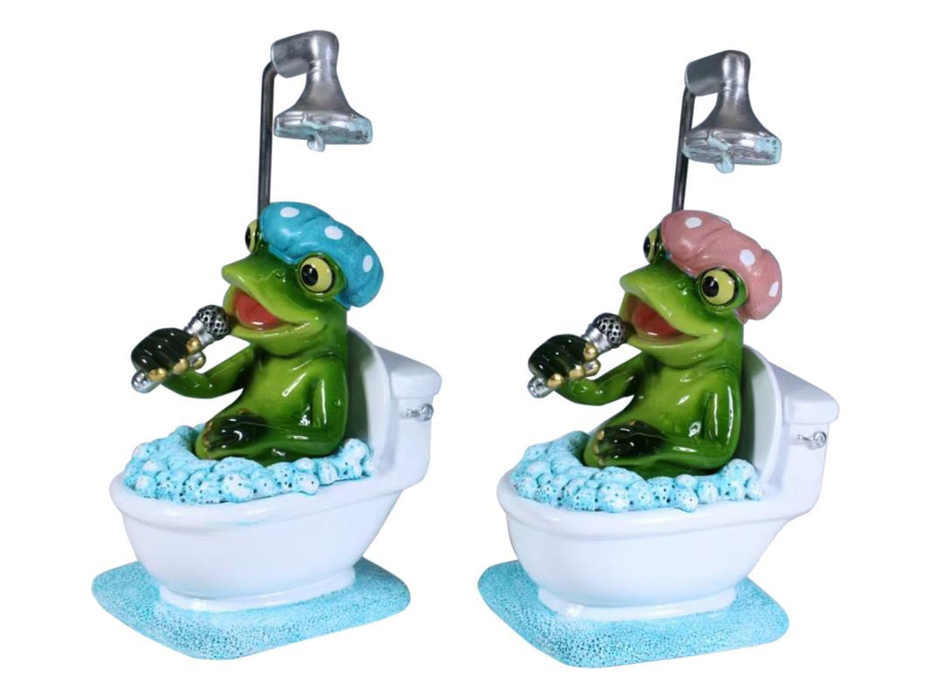 Marble Frog Singing in Toilet Bath2 – 16cm