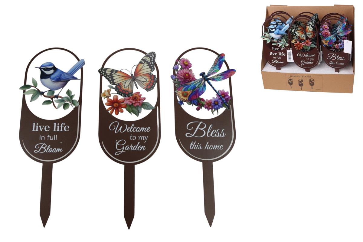Metal Garden Stake 3 ass in Display – 31cm