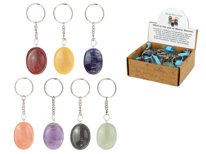 Thumb Worry Stone Chakra Key Ring – 3.5cm