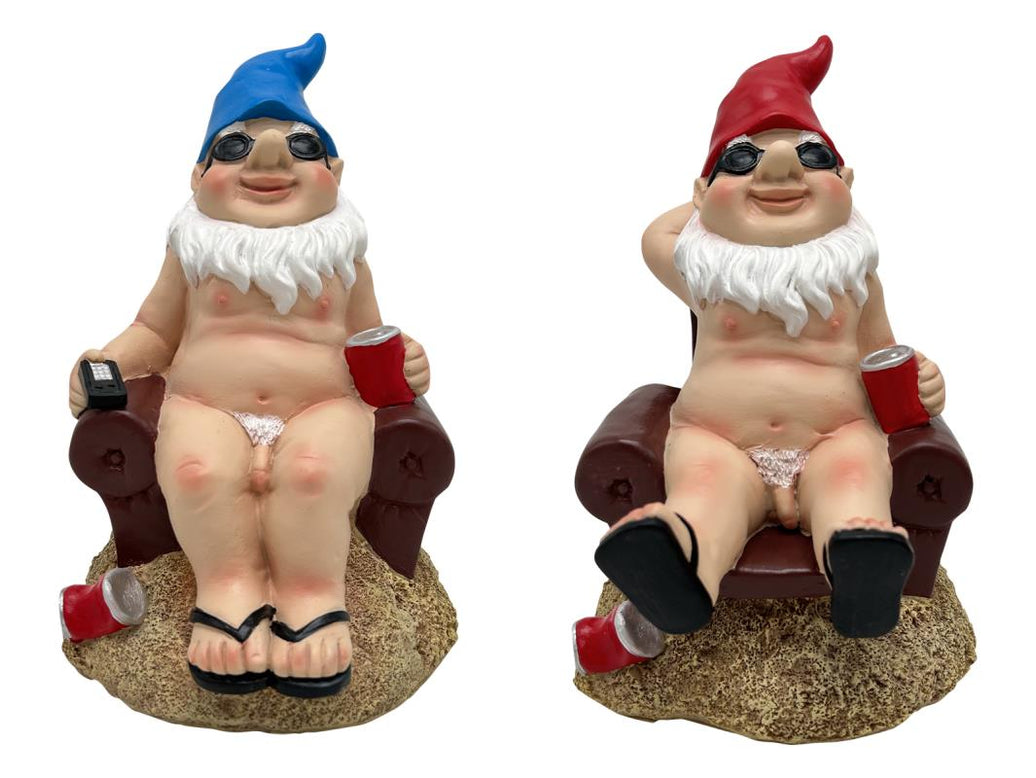 Sitting Naked Gnome on Couch – 22cm