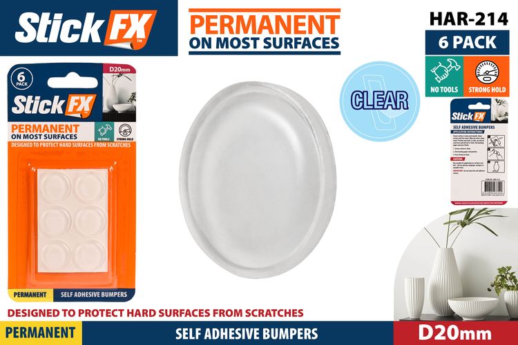 6 Piece Self Adhesive Clear Bumpers - 2 cm Diameter