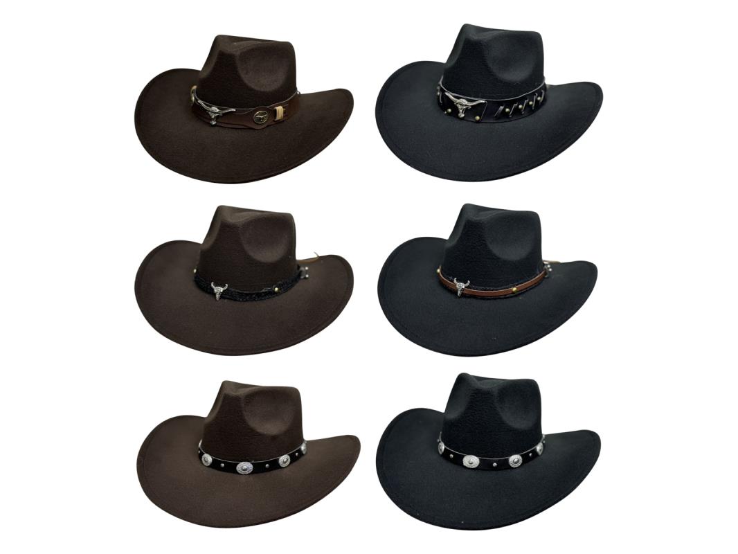 CowboyBlack/Brown Fashion Hat 6 Assorted