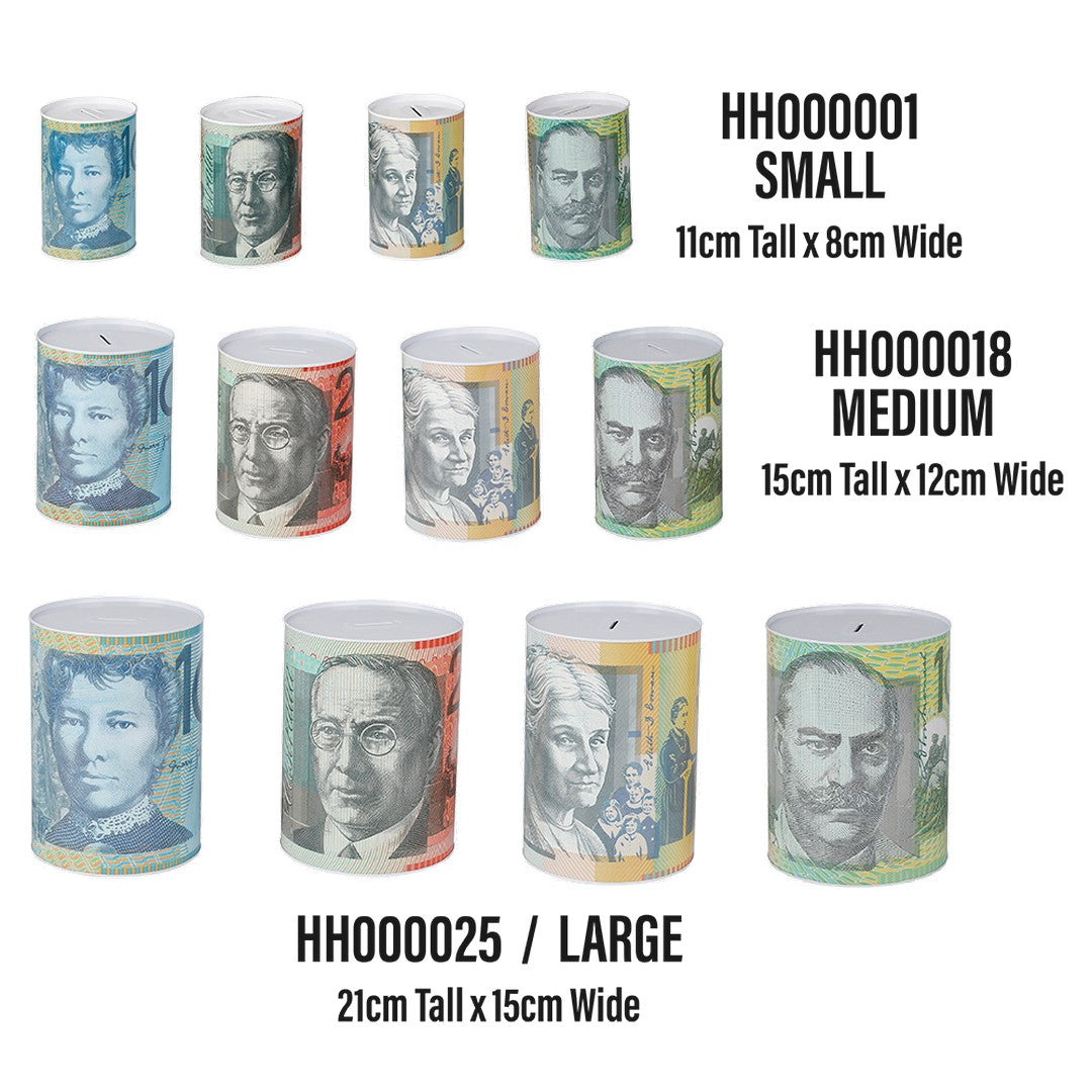 Money Tin Sml 8.2x12.8cm product photo - Price Busters Variety