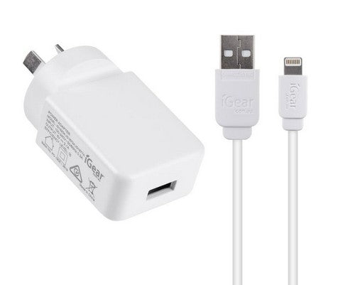Charger 240V W/Cable Chge/Sync iPhone White