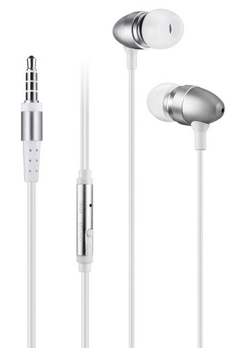 Earphone Metallic with Mic Silver