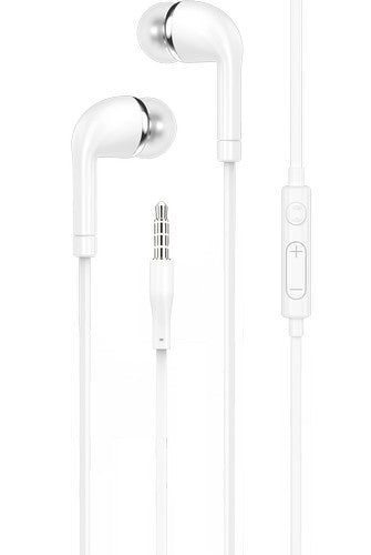 Earphone Euro Style with Mic/Vol Ctl White