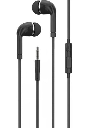 Earphone Euro Style with Mic/Vol Ctl Black