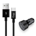 Charger Auto W/cable 2USB Type-C 2.0 Black