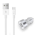 Charger Auto W/Cable 2USB Type-C 2.0 White