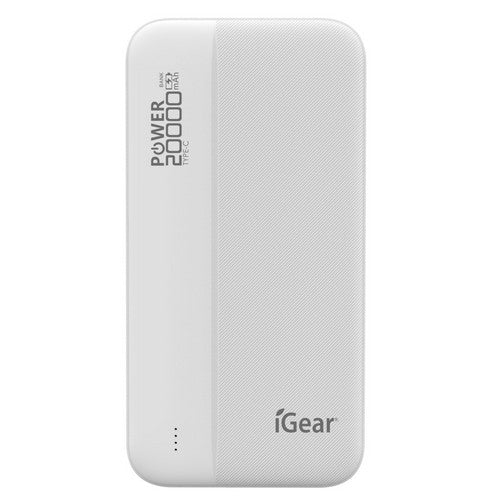 Power Bank 20000mAh Dual USB & Type-C White