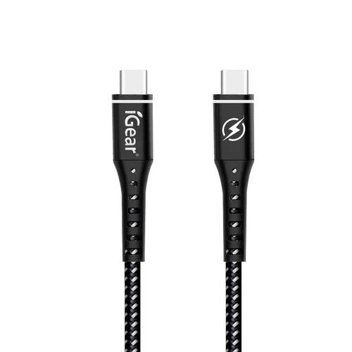Cable Chg/Sync PD Braided 60W Type-C to Type-C Black 1.2m
