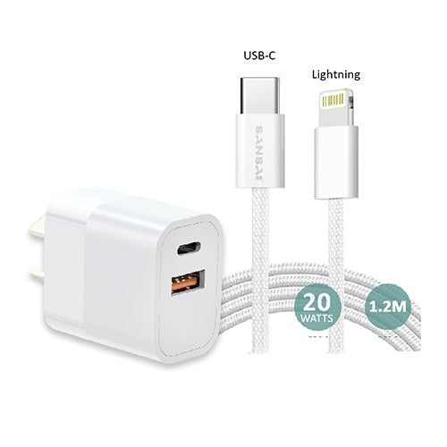 PD 20W Charger + USB - C to Lightning CABLE - Price Busters Variety