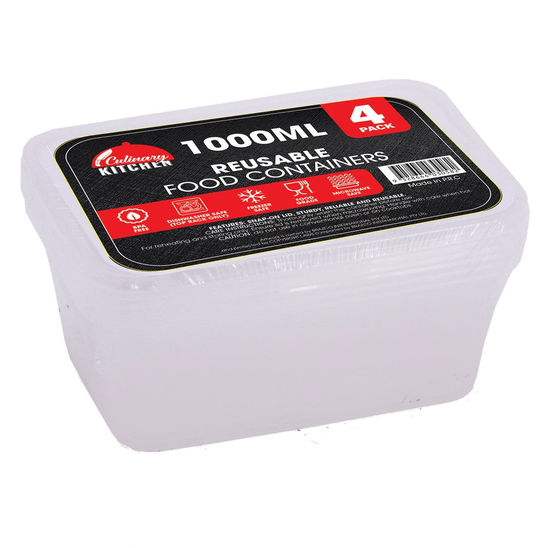 Reusable Rectangular 1000mL Pack 4 product photo - Price Busters Variety