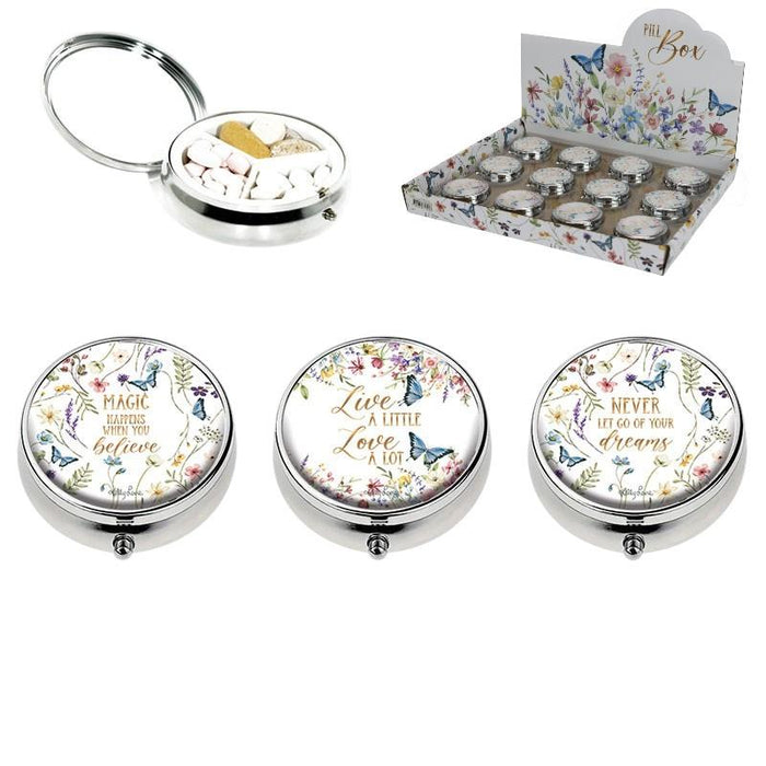 Blue Butterfly Pill Box 3 ass KL – 6cm